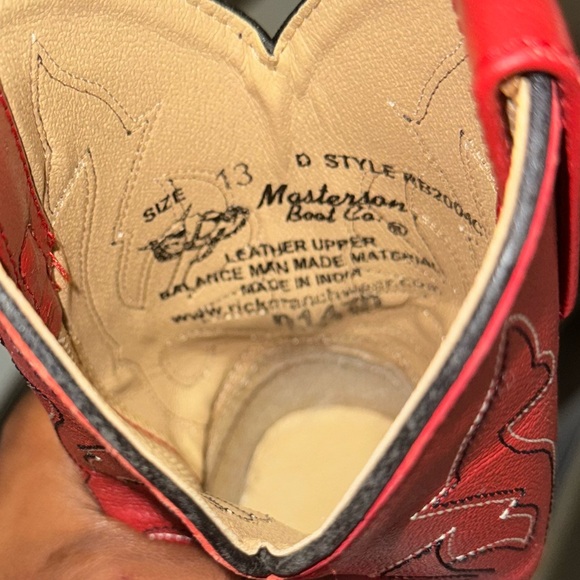 Kids Red Leather Cowboy Boots - Picture 7 of 8